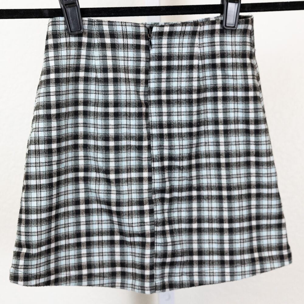 Art Class Girls Black White Blue Plaid Mini Skirt, Medium